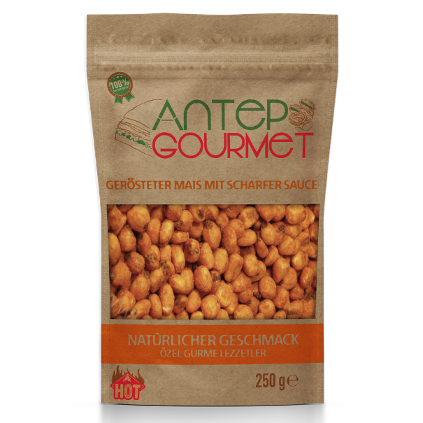 Gerösteter Mais mit scharfer Sauce (250 g) – Antep Gourmet Gerösteter Mais mit scharfer Sauce (250 g) – Antep Gourmet